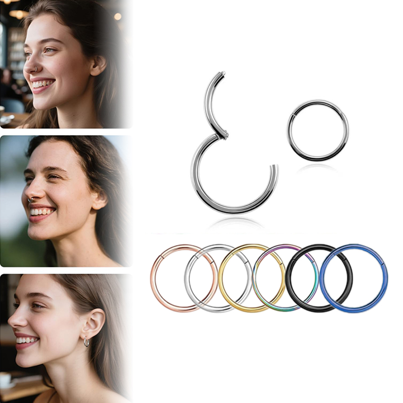 Body Jewelry And Earrings - Anelli a Cerniera Clicker in Acciaio