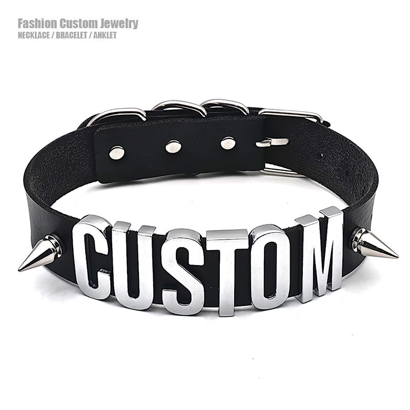 Body Jewelry Goth - Punk rivetto lettere personalizzate collare punte