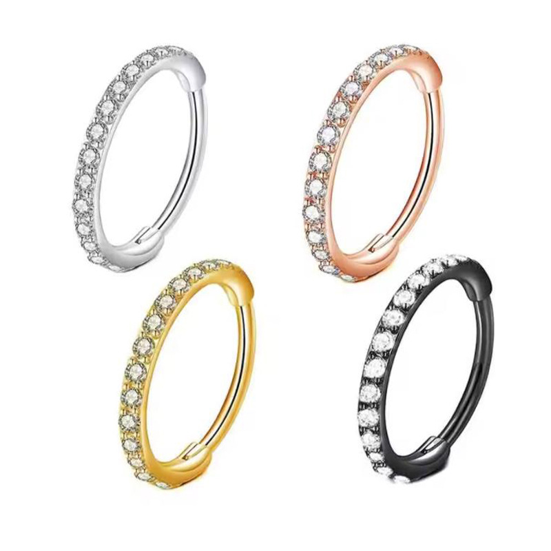 Body Jewelry And Earrings - Anello da naso 16G con zirconi