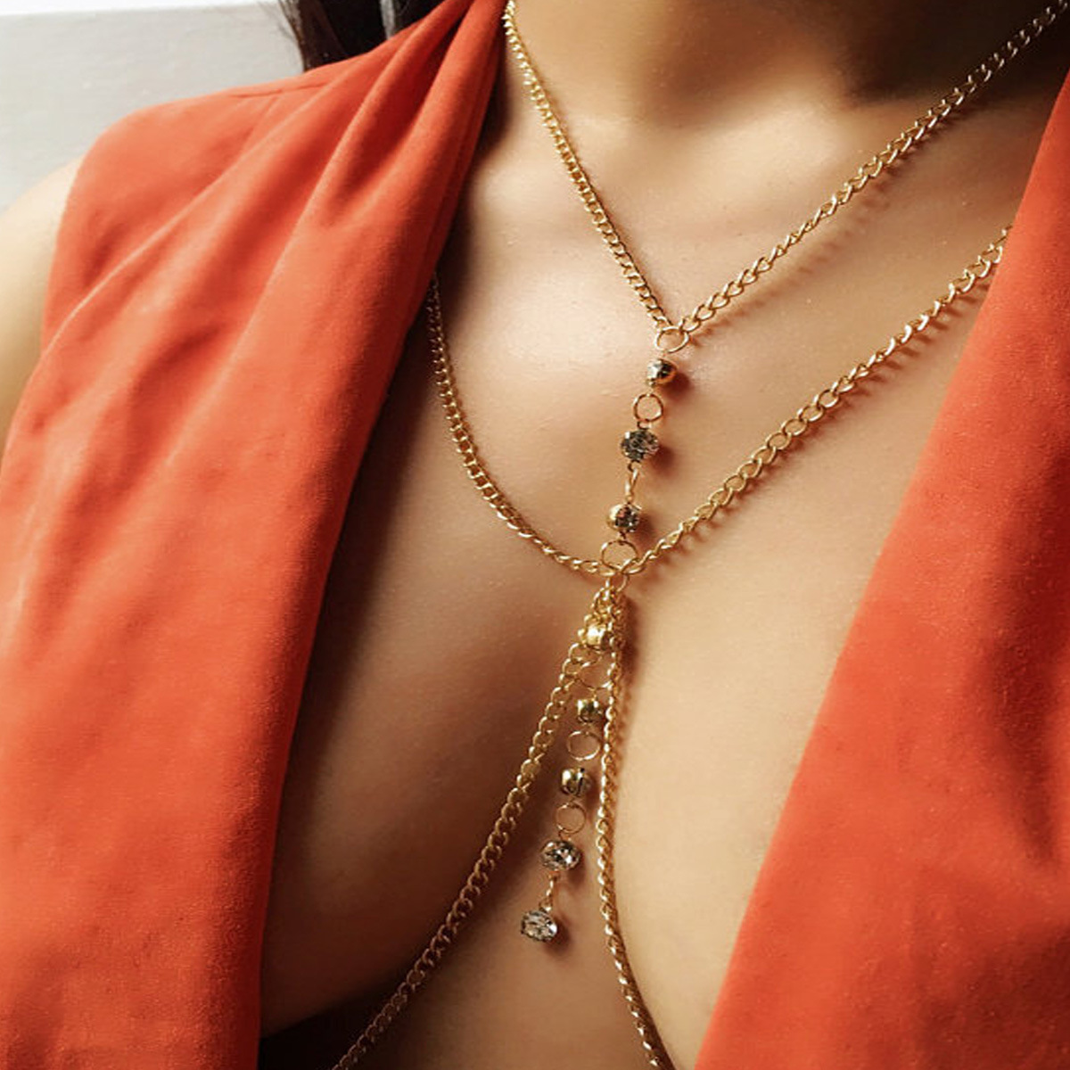 Body Jewelry Chest - Catena rotonda in cristallo a vita