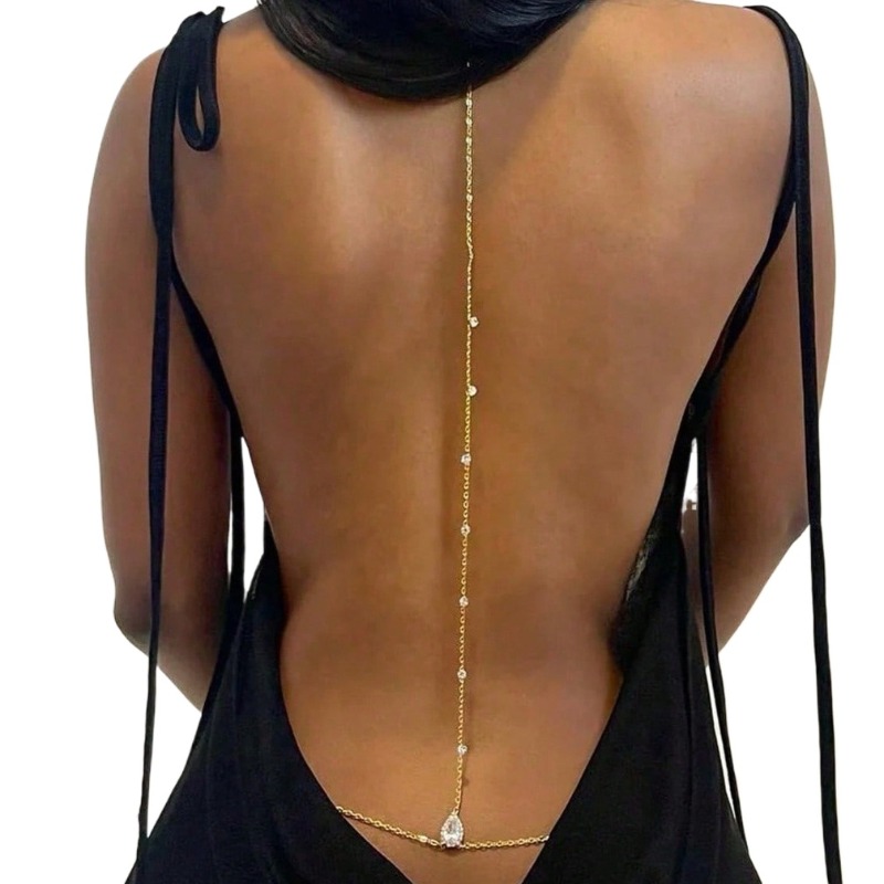 Body Jewelry Chest - Collana da sposa con strass senza