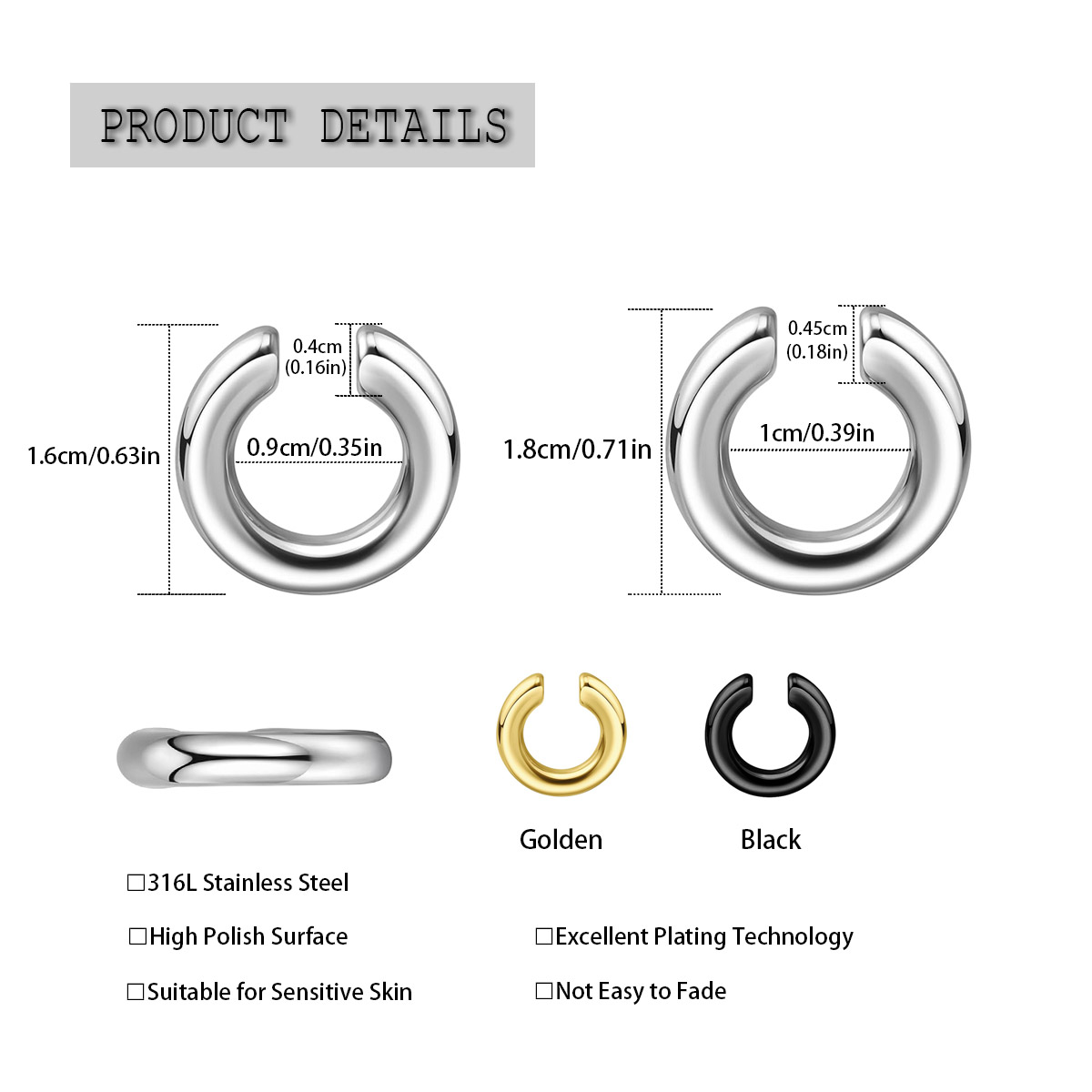 1pc esagerato a forma di c non - Body Jewelry And Earrings recensione e prezzo
