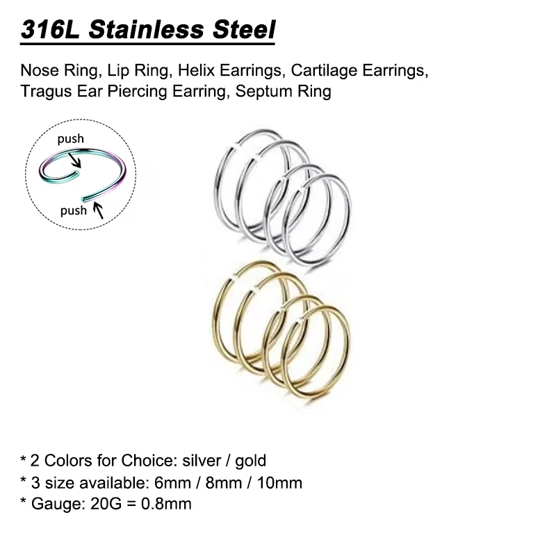 Set di 6 Anelli per Naso Ipoal - Body Jewelry And Earrings recensione e prezzo